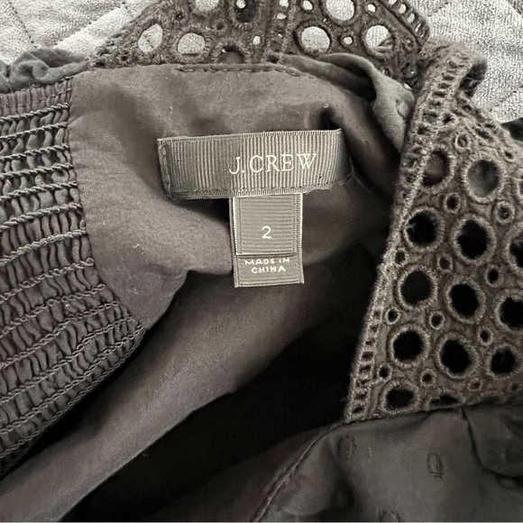 J. Crew Dress Women Size 2 Midi Black Eyelet Sleeveless Ruffled Lined AA - Picture 9 of 10